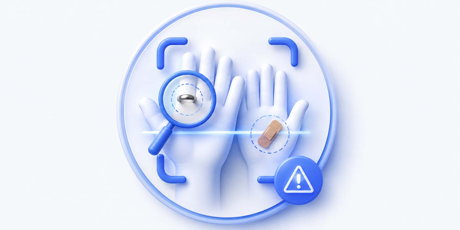 智能人员晨检仪 — 手部异物检测示意图