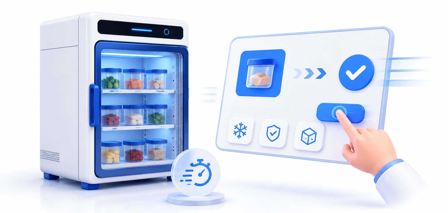 智能食品留样柜 — 触控任务快速操作示意图