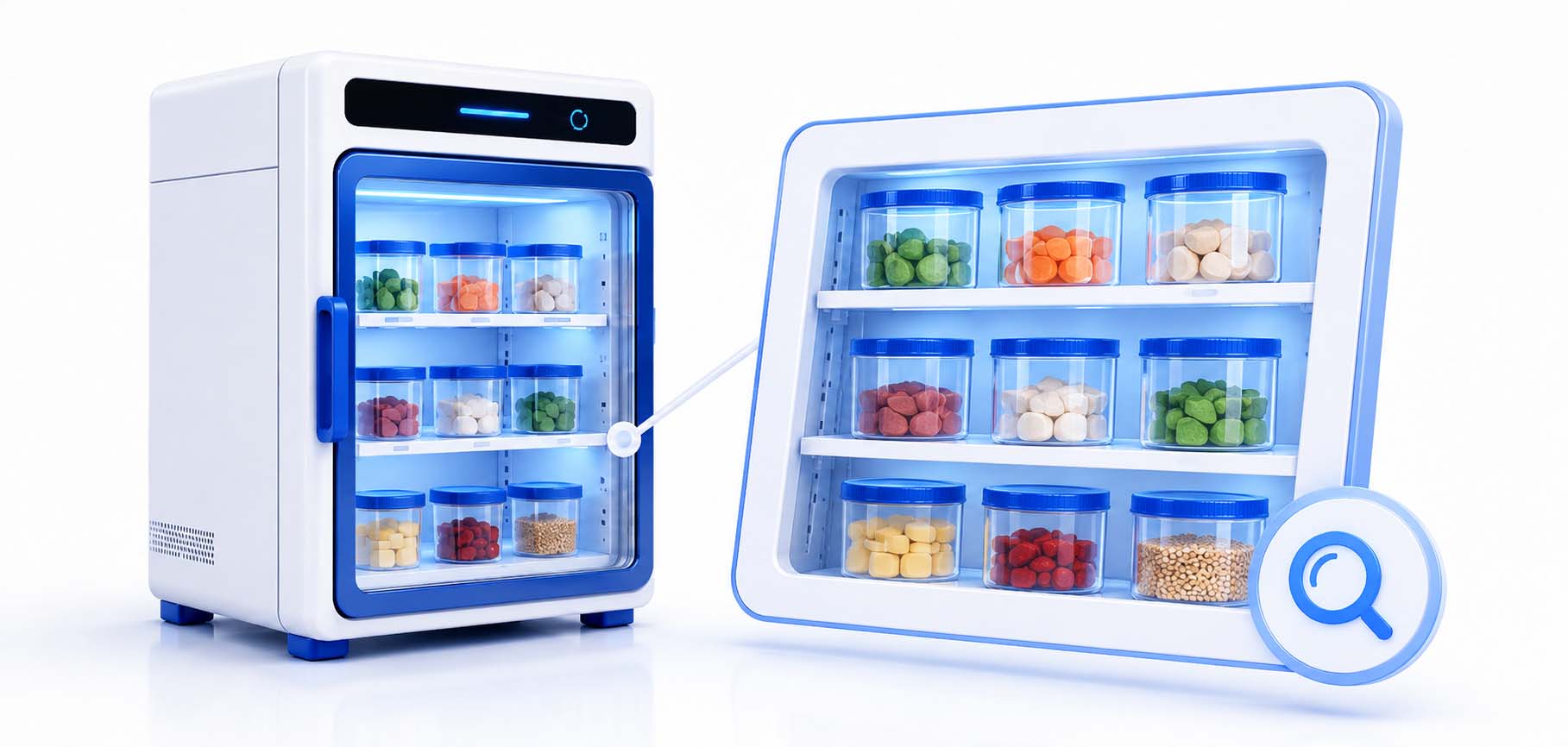 智能食品留样柜 — 样品位置清晰可查示意图