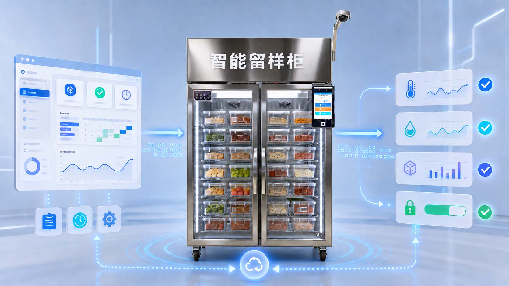 智能食品留样柜 — 双向控制，让合规要求真正作用于设备示意图